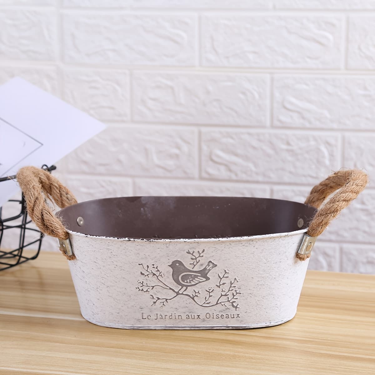 TEMU A Creative Vintage Oval Mini Bucket Made Of Wrought Iron, Perfect As A Decorative Flower Pot For Indoor Spaces. Gardening Gift Home Decor