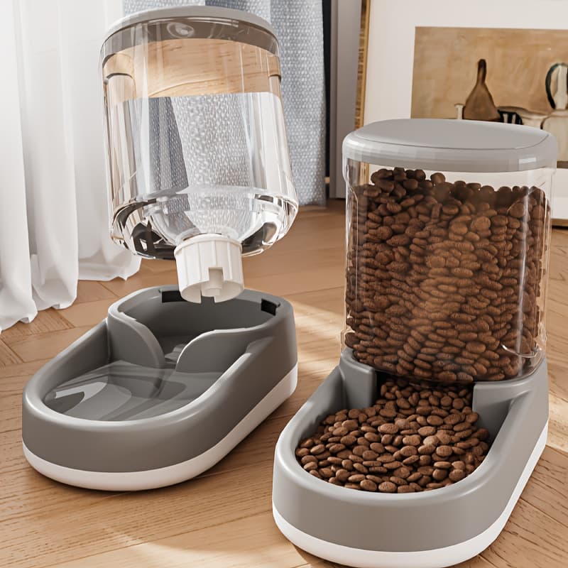 TEMU 2pcs 8-pound Large Automatic Dog Food Feeder And Water Dispenser Set, Plastic Gravity Dog Food And Water Dispenser Set For Big/medium/small Pet