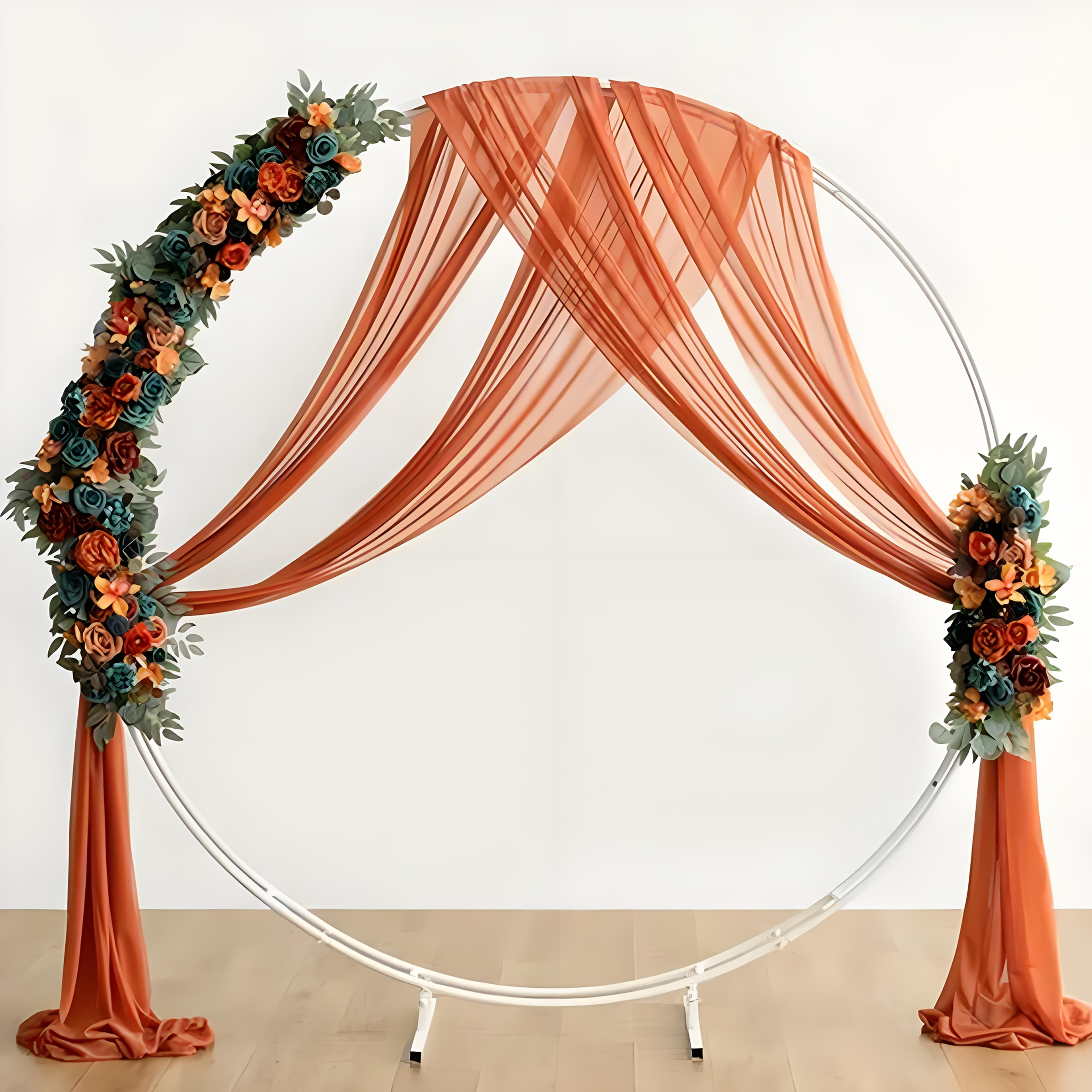 TEMU 1pc Orange Red Chiffon Arch Draping Streamers, Stylish For Romantic Wedding Arches, Cocktail Party And Outdoor Event Decor, Popular Wedding Supply And Festive Decor