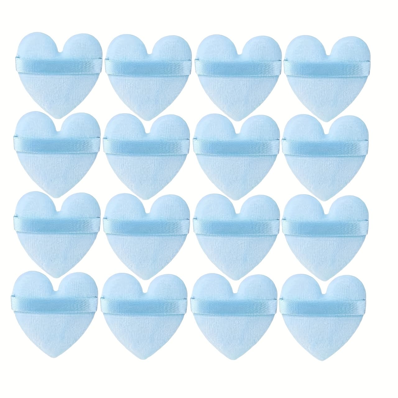 TEMU 16pcs Heart-shaped Velvet Makeup Sponges In Purple, Beige, Blue, Pink | Ideal For Dry And Application, Reusable Cosmetic Tool For Face And Body, Suitable For Types