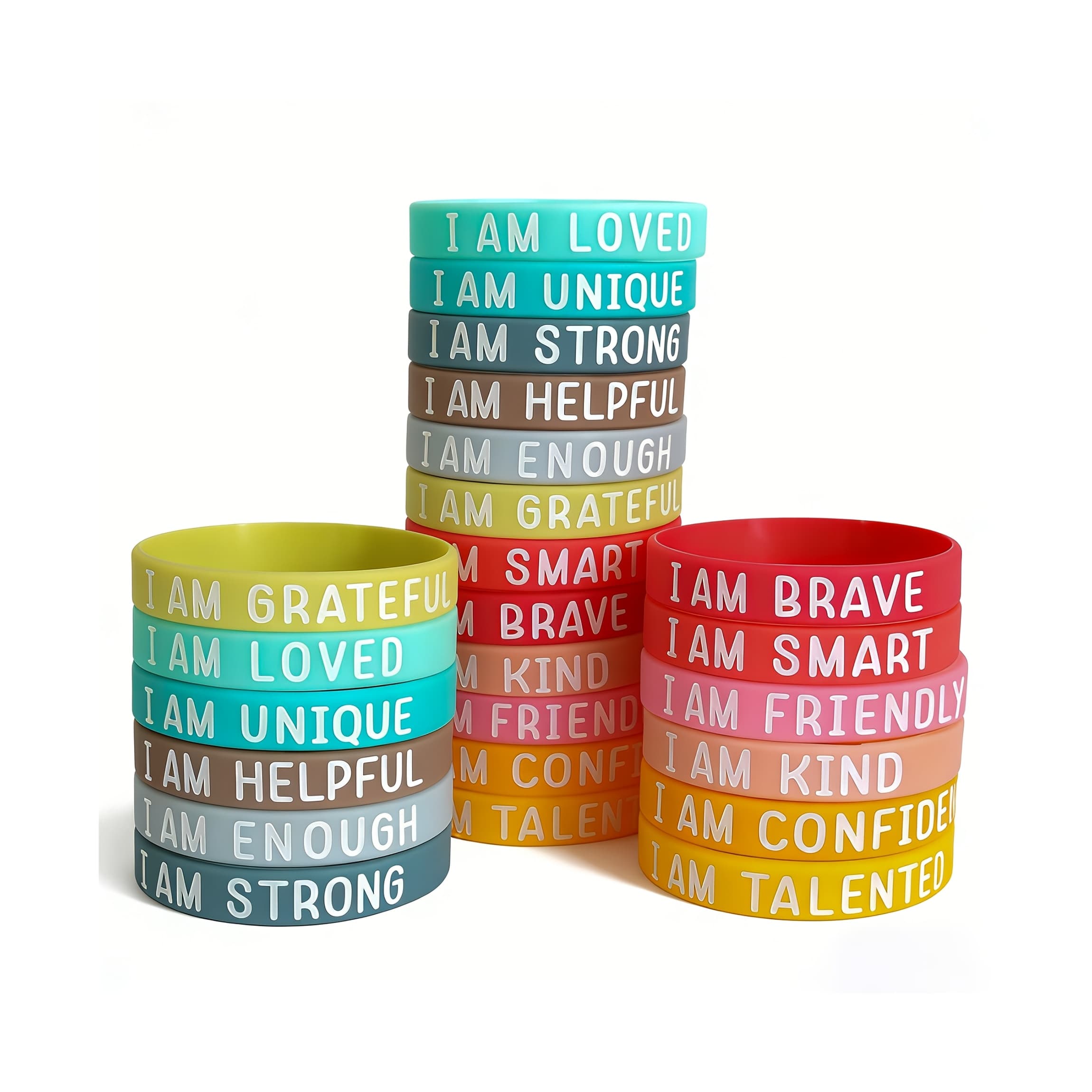 TEMU Gift For Her/him 12/24 Pack Bulk Wristbands, Positive Energy Quote Bracelets, Assorted Inspirational Bracelet Set For Office Wear