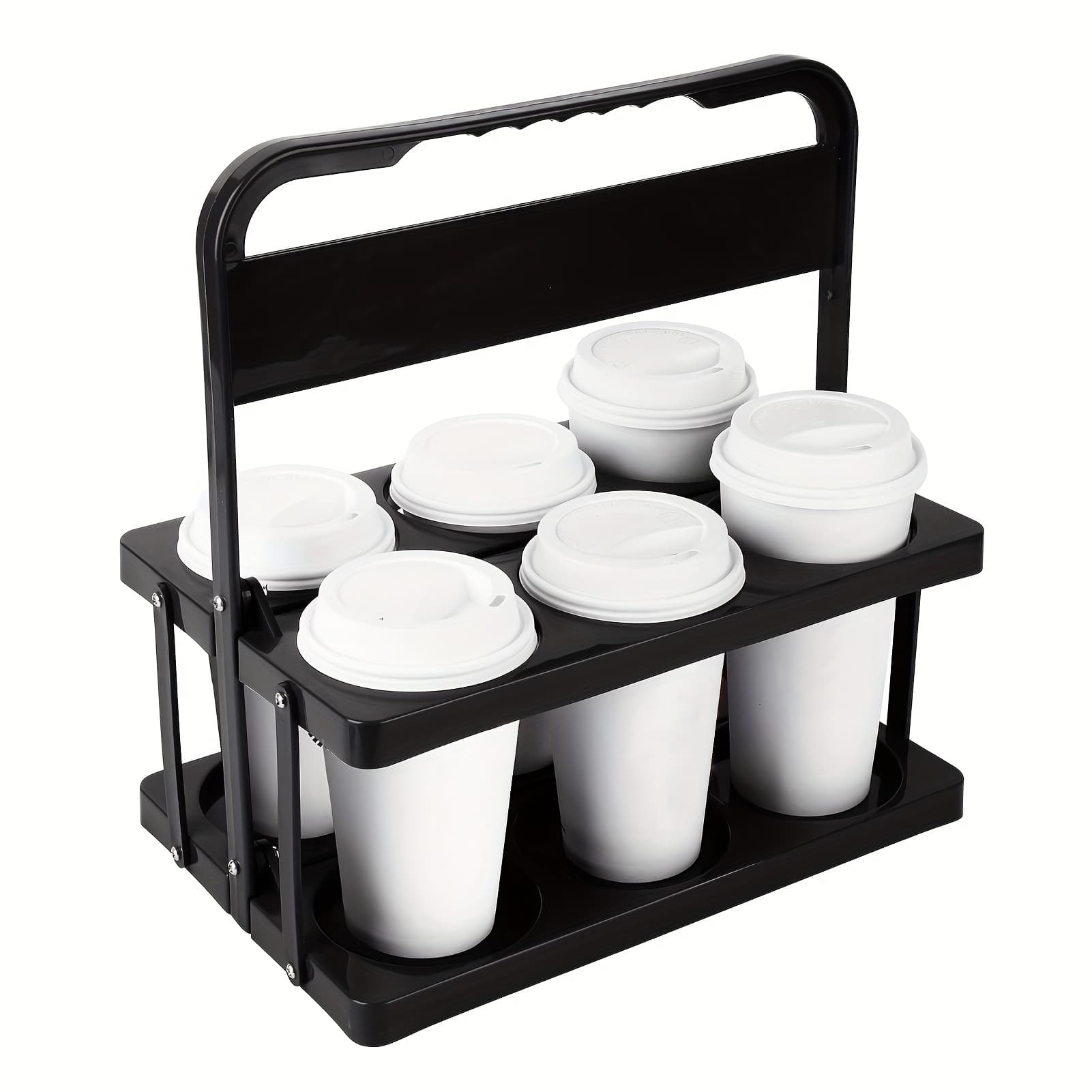 TEMU Drink Carrier With Handle, Plastic Cup Carriers For Drinks, Drink Holder For Car, , Accessories, Portable Foldable Reusable Mobile, Use For Food Delivery Bag, Red