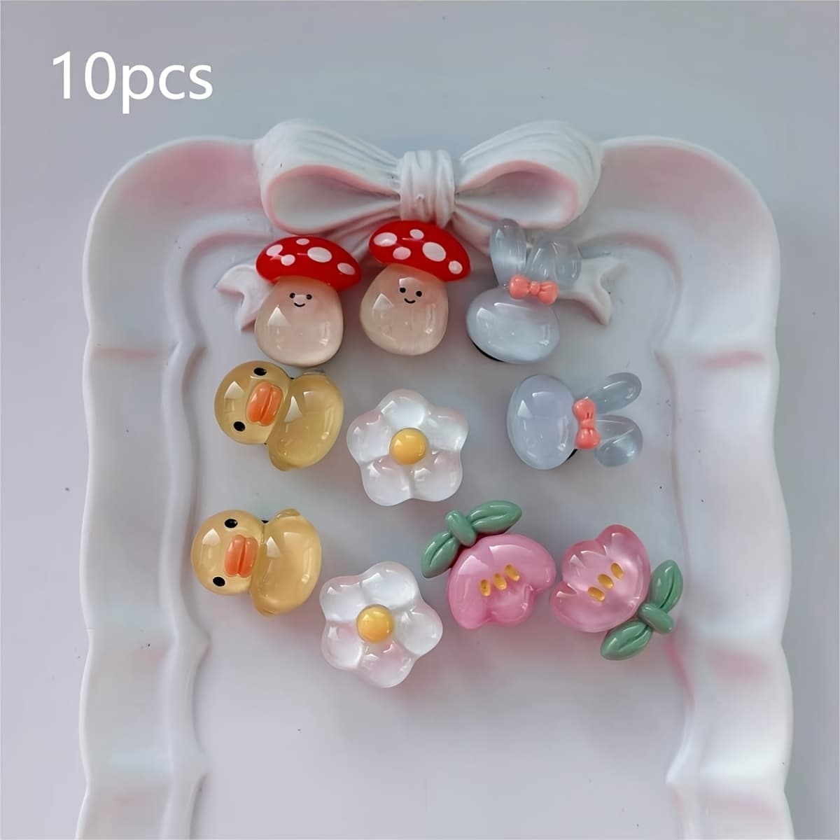 TEMU 10pcs Cute Duck Resin Shoe Charms Set, Cartoon Decorative Additions For Shoes, Transparent Design, Durable Abs Material