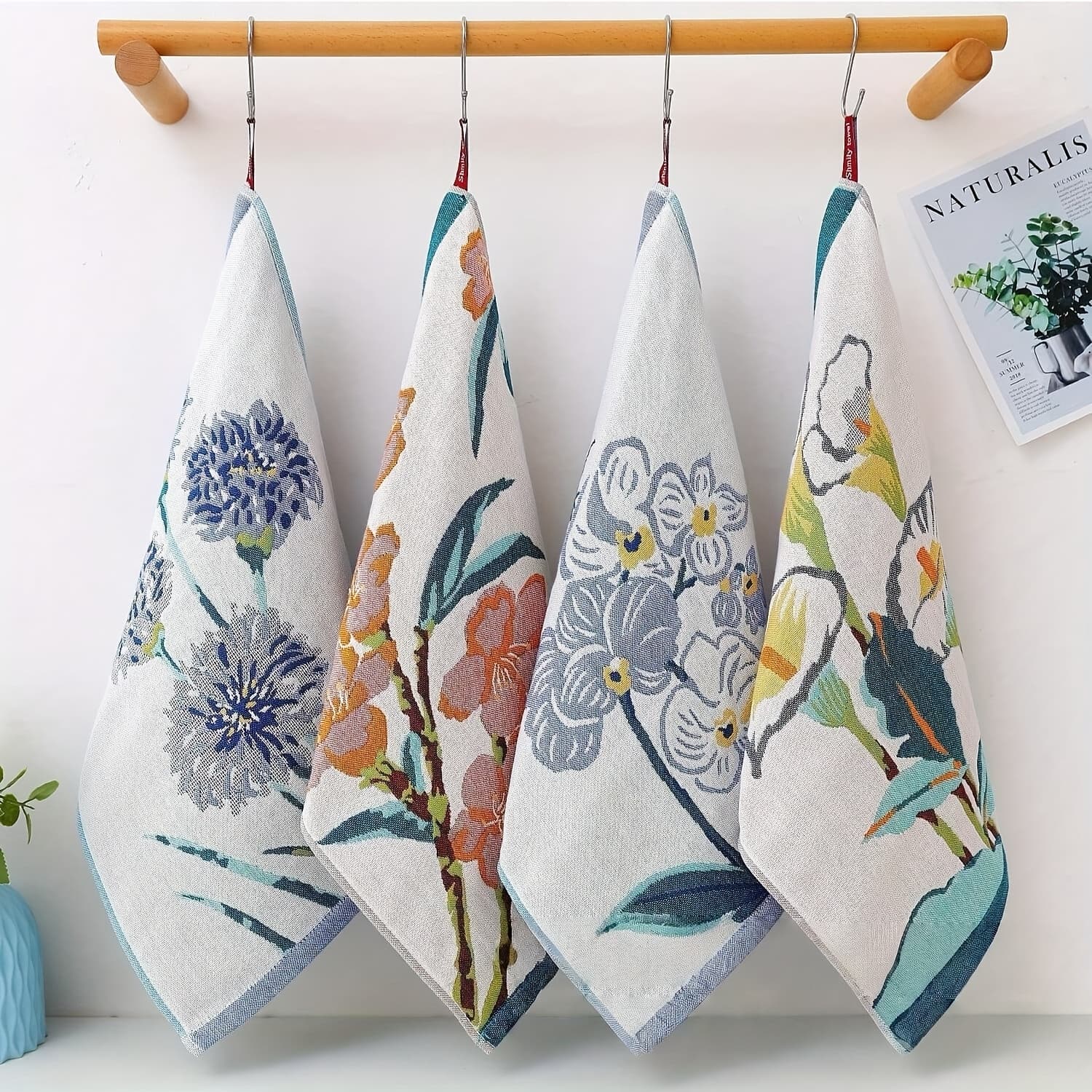 TEMU 4pcs 4 Layer Jacquard Towels | Thick And Soft Without Shedding | Versatile For Bathroom, Kitchen, And Travel
