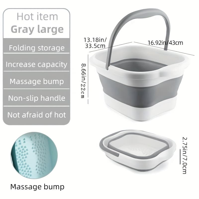 TEMU Foldable Foot Bath - Durable Portable Spa Bucket With Handle, Space Saving Design For Home, Salon And Travel - Easy To Wash Foot Bath Bucket And Clothing Basket, Sturdy Construction