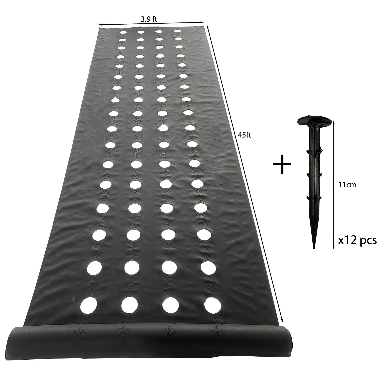 TEMU 1.2m X 10m Perforated Weed Barrier Fabric, Featuring 4 Holes Per Row (8cm Diameter), Made Of Breathable And Permeable Non-woven Material - Ideal For Short- Crops Like Strawberries, Tomatoes