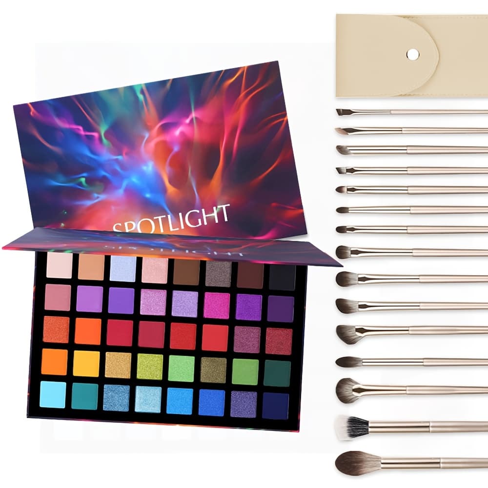 TEMU 40-color Eyeshadow Palette With Brush Set, Featuring Matte, Satin, And Shimmer . Your Look Office Wear To Party Makeup The Perfect Festive Gift For Unlocking Endless Styles.
