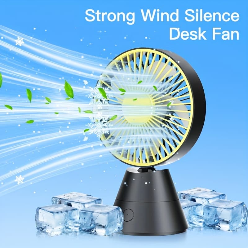 TEMU Compact Desktop Fan With 1800mah Battery, Usb Rechargeable, Suitable For Home, Kitchen, Outdoor Activities, Camping, Dorms, And Offices, Designed For Air Circulation