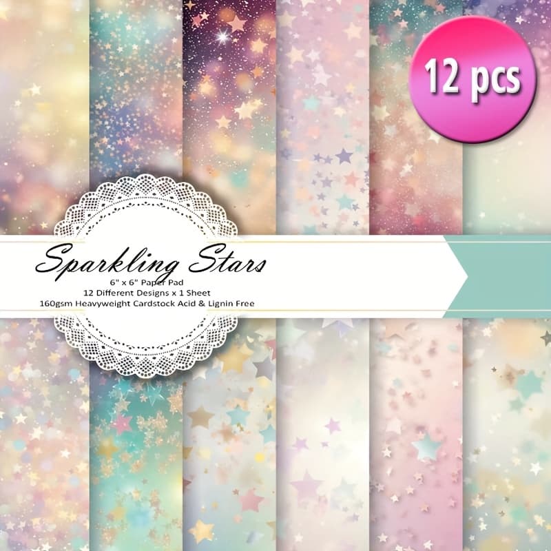 TEMU 12pcs 6x6 Inch Aesthetic Paper Pattern Single-sidedscrapbook Decoupage Paper Pad For Diy Crafts Journaling Scrapbooksupplies Gift Wrapping Album Art Decorative Craft Paper