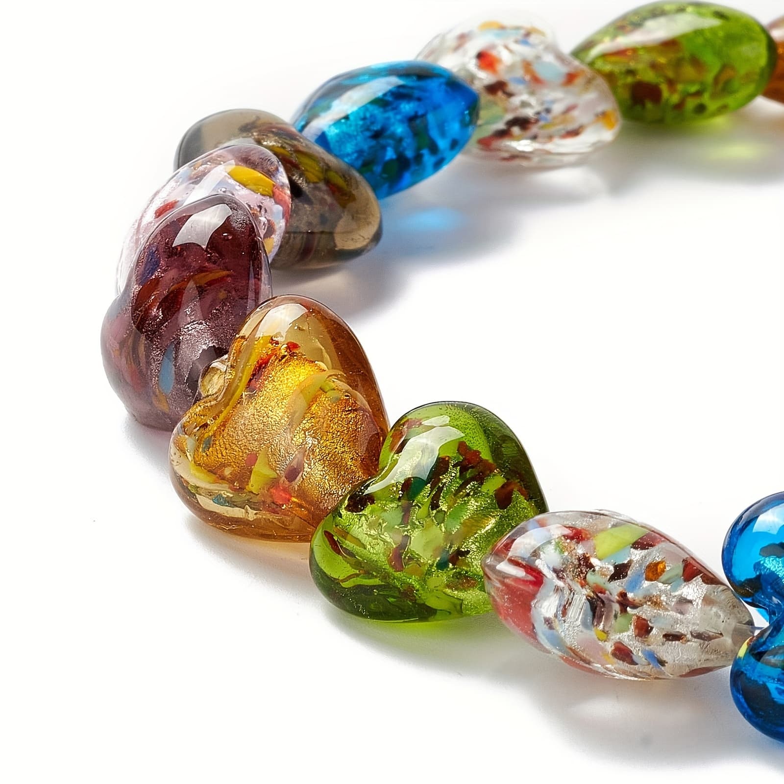 TEMU A String Of 28 Transparent Heart-shaped Glass Beads