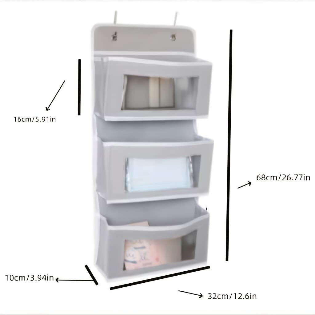 TEMU Foldable Wall-mounted Storage Organizer With Mesh Pockets And Hooks - Large Capacity Stackable Fabric Box, Suitable For Doors/walls, Space-saving Solution, Neutral For Bedroom, Bathroom, Kitchen