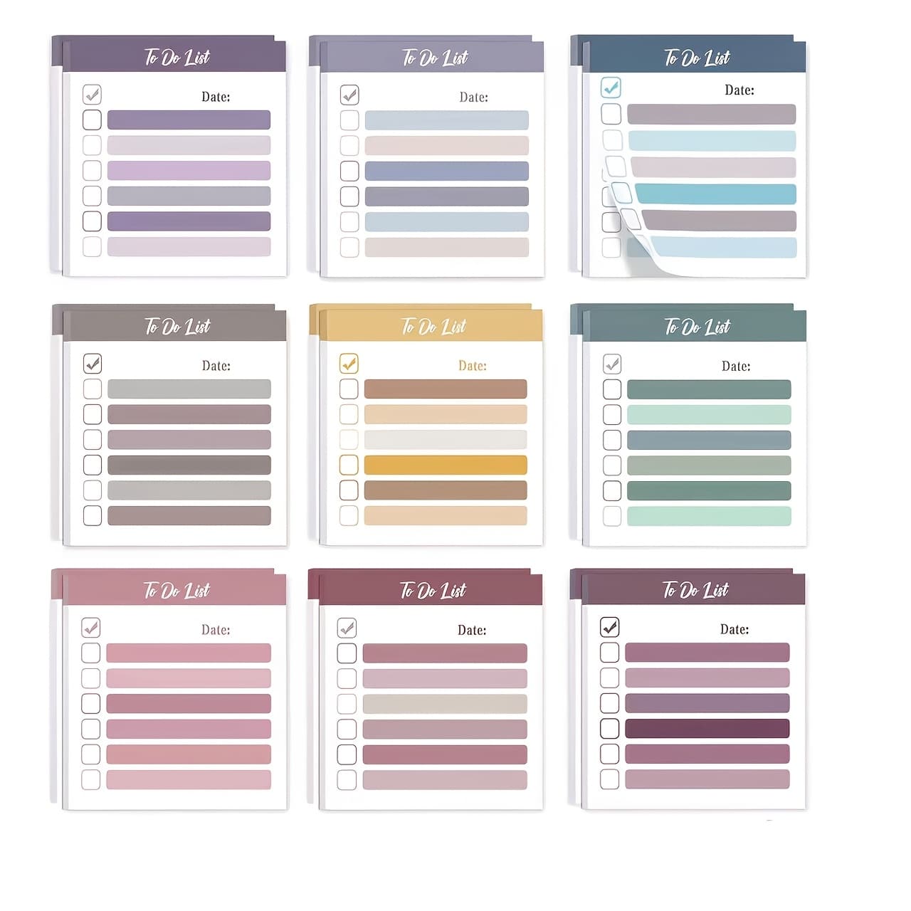 TEMU A Set Of 9 Sticky Note Pads In Morandi Hues, Featuring A Palette Ideal For Use In Offices, Schools, And Homes, Making It An Gift For Fans Of Morandi Colors