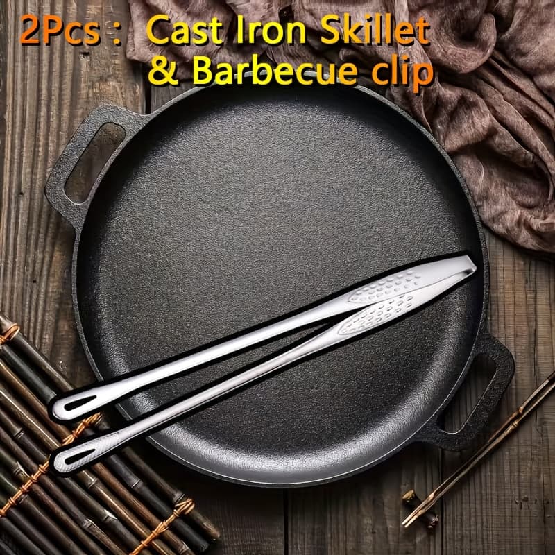 TEMU 2/3pcs Pre- Cast Iron - Suitable For Pizza, Bbq, Pancakes, With | Oven, Stovetop, Grill & Campfire Safe | Multifunctional, , Durable, -heating, Versatile For Home & Outdoor Cooking