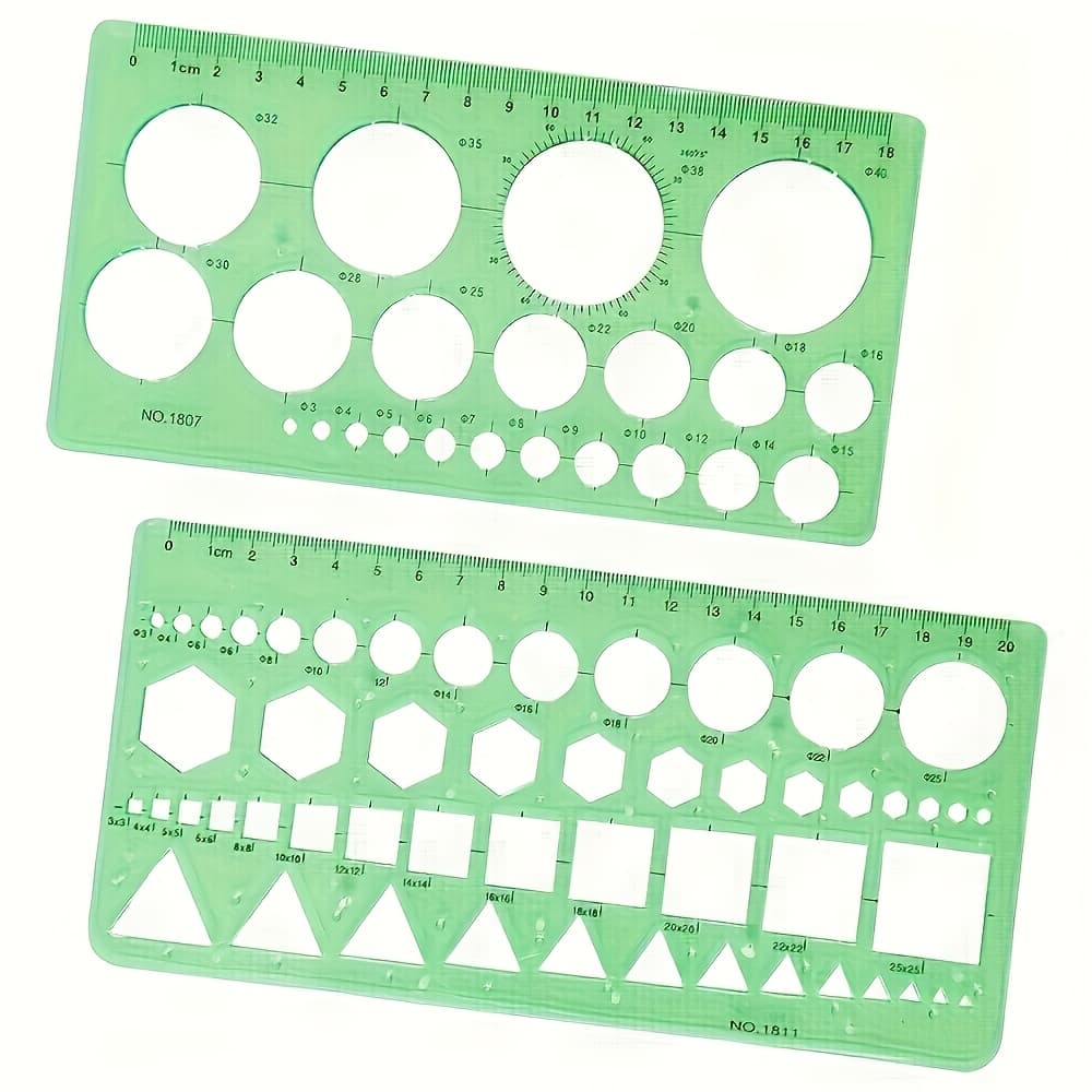 TEMU Round Geometric Drawing Template, Measuring And Painting Tool, Ruler Drawing Kit, Multi-shape Stencils, Suitable For Office And School Architectural Drafting Templates