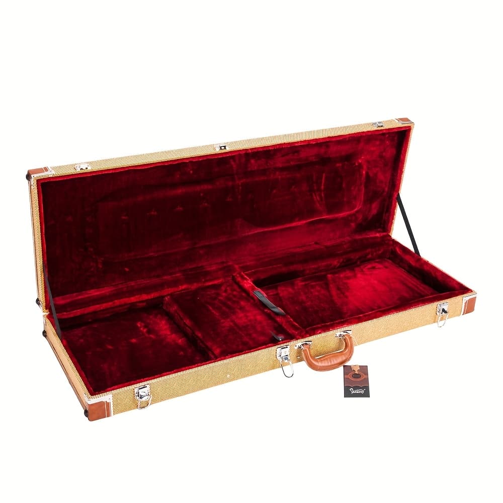 TEMU Your Electric Guitar Using Yellow Flat Square Hard Case, Perfect For Gst, Gtl 170, Sg, And Burning Fire Models, Featuring A Storage Compartment