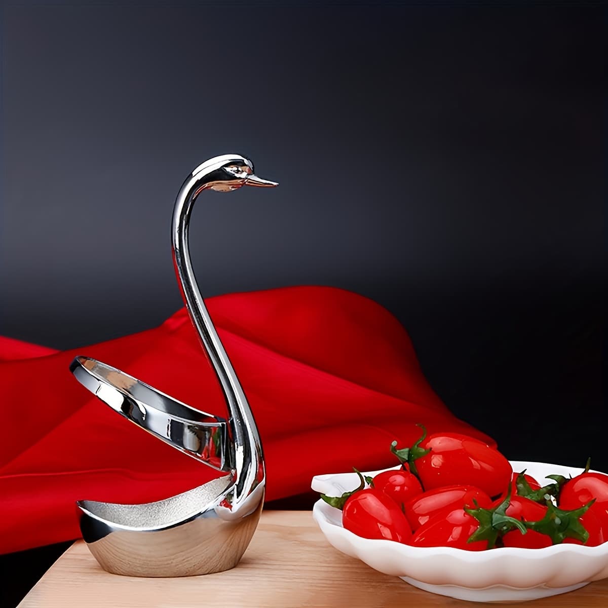 TEMU 2pcs Silvery Swan Base Stands, Stainless Steel Swan-shaped Cutlery Racks, Suitable For Coffee Bars And Restaurants, Perfect For Wedding And Entertainment Table Decoration