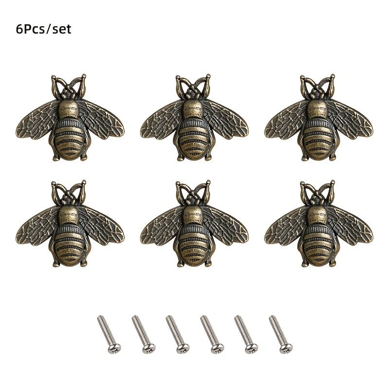 TEMU Set Of 6 Drawer Pulls, Vintage Bee Handle, Small 1.2in*0.6in Cabinet Knob, Decorative Furniture Handles, Cabinet Fittings