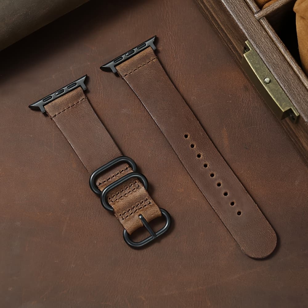 TEMU Retro Soft Leather Strap For Watch 1 Ultra Se 2 Leather Watchband For Iwatch 38 40 41 42 44 45 46 49mm