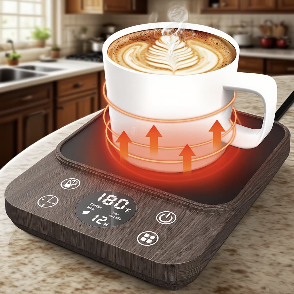 TEMU Coffee Mug Warmer, Upgraded Cup Warmer For Desk With 1h Water Drink Reminder, 4 Heating , 9 Temperature Settings, 1-12h Timer & Auto Off, Cup Warmer For Coffee Milk Tea Beverage