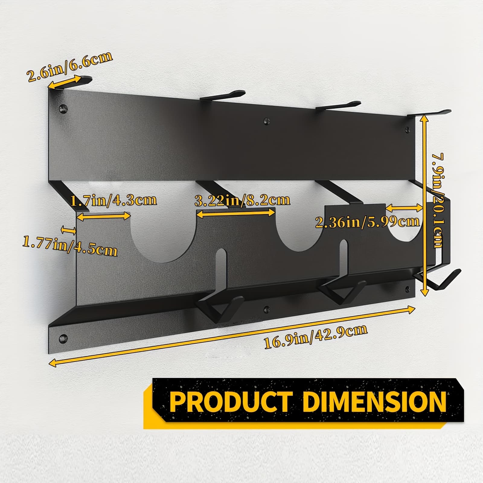 TEMU 1pc Wall Mounted Multifunctional Metal Tool Storage Rack - Suitable For Tool Storage Racks Such As Dehydration , Cutting Machines, And Polishing Machines In Garages And Storage And Organization