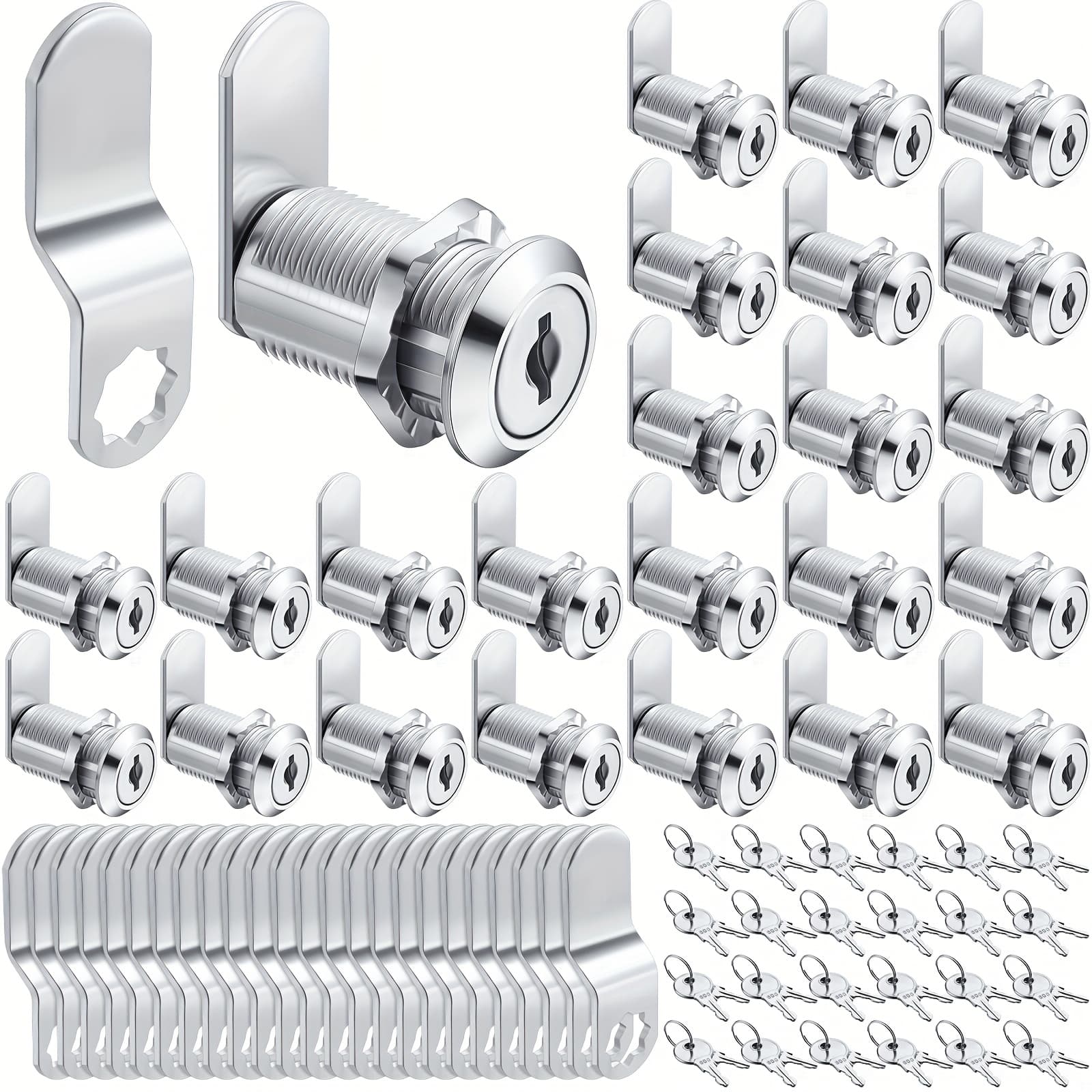 TEMU 24 Sets Heavy-duty Cabinet Locks With Keys - Alloy Drawer Locks Suitable For Mailbox, Rv, Storage Box, Cabinet Doors - Replacement Lock With Alikes (no Key)
