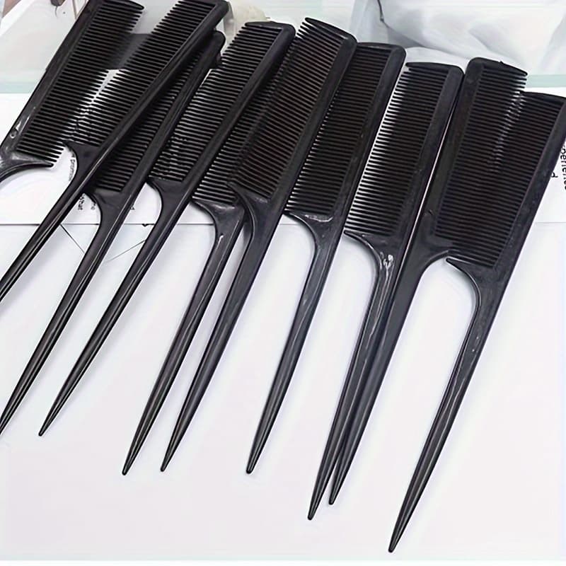 TEMU 10 Black Pointed-tail Comb Professional Hair Comb Combs Combs Combs Hair Salon Hair Clippers Comb Flat Hair Style Pointed-tail Comb