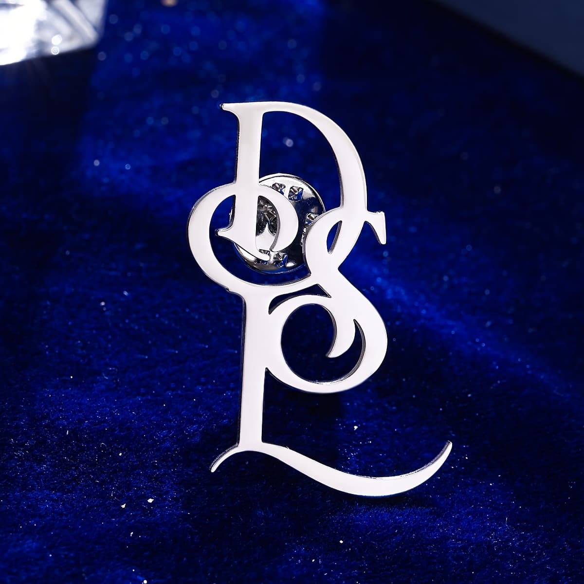 TEMU Elegant Customized Stainless Steel 3 Letter Brooch, Personalized Couples Initials Lapel Pin, Fashion Jewelry Accessory For Suits