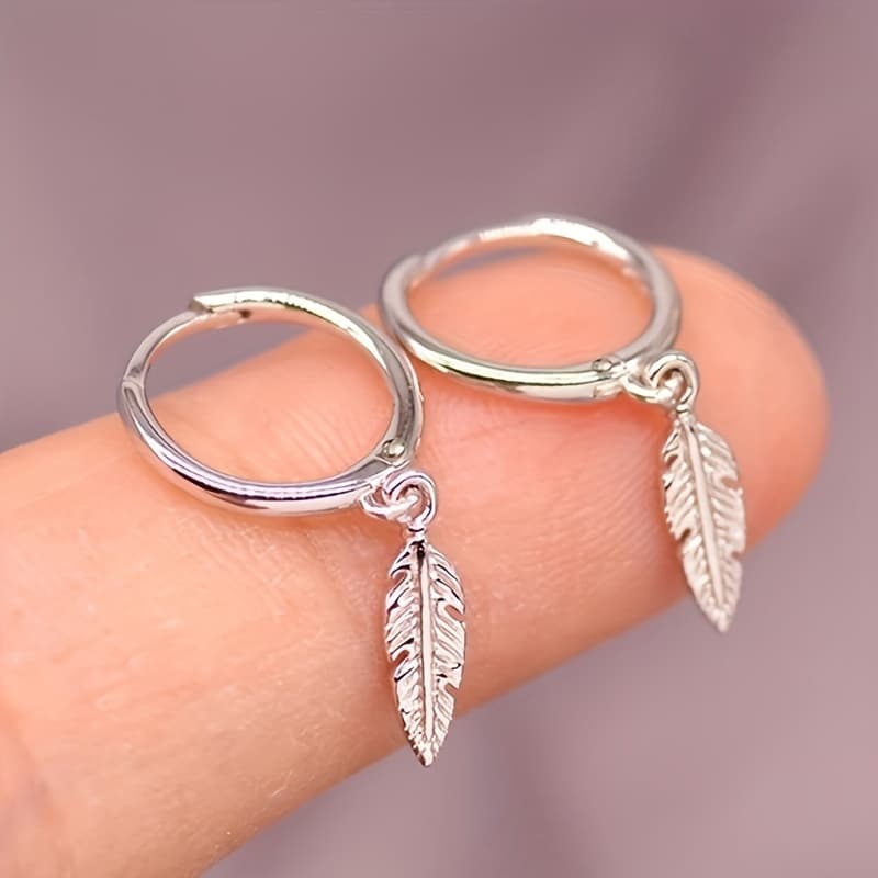 TEMU Easy Cute Feather Pendant Women's Earrings Daily Accessory Party Casual Ear Jewelry