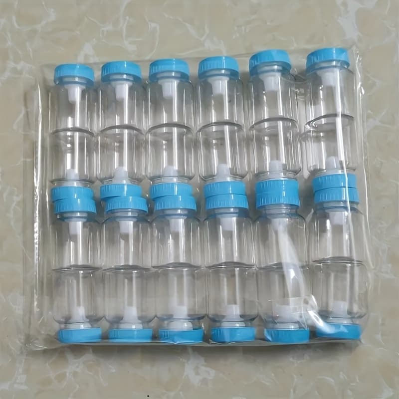 TEMU 24pcs Mini Plastic Baby Bottle Party Gift - Blue Breast Pump, Reusable Candy Container (3.54 Inches X 1.57 Inches), Weddings And Christmas, Reusable Baby Bottle | Round Container | Safe Closure