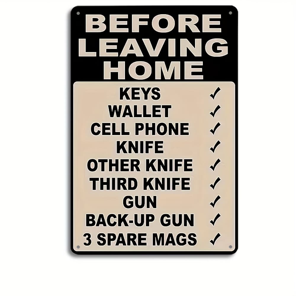 TEMU 2d Flat - Classic Metallic Wall Decor Sign Measuring 12x8 Inches With A Humorous Checklist 'before Leaving Home.' Pre- For , Making It A Great Gift For Forgetful Individuals