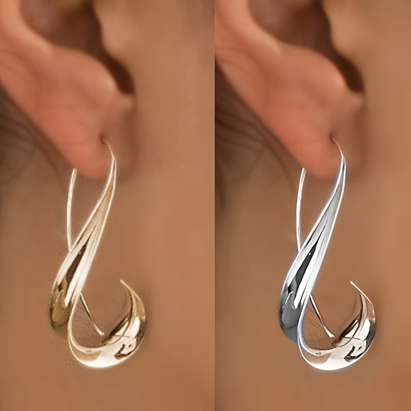TEMU 2pcs Hook Vertical Earrings, Unique Irregular Design, Bohemian Style, Suitable For Daily And Vacation Wear, Is A Good Gift