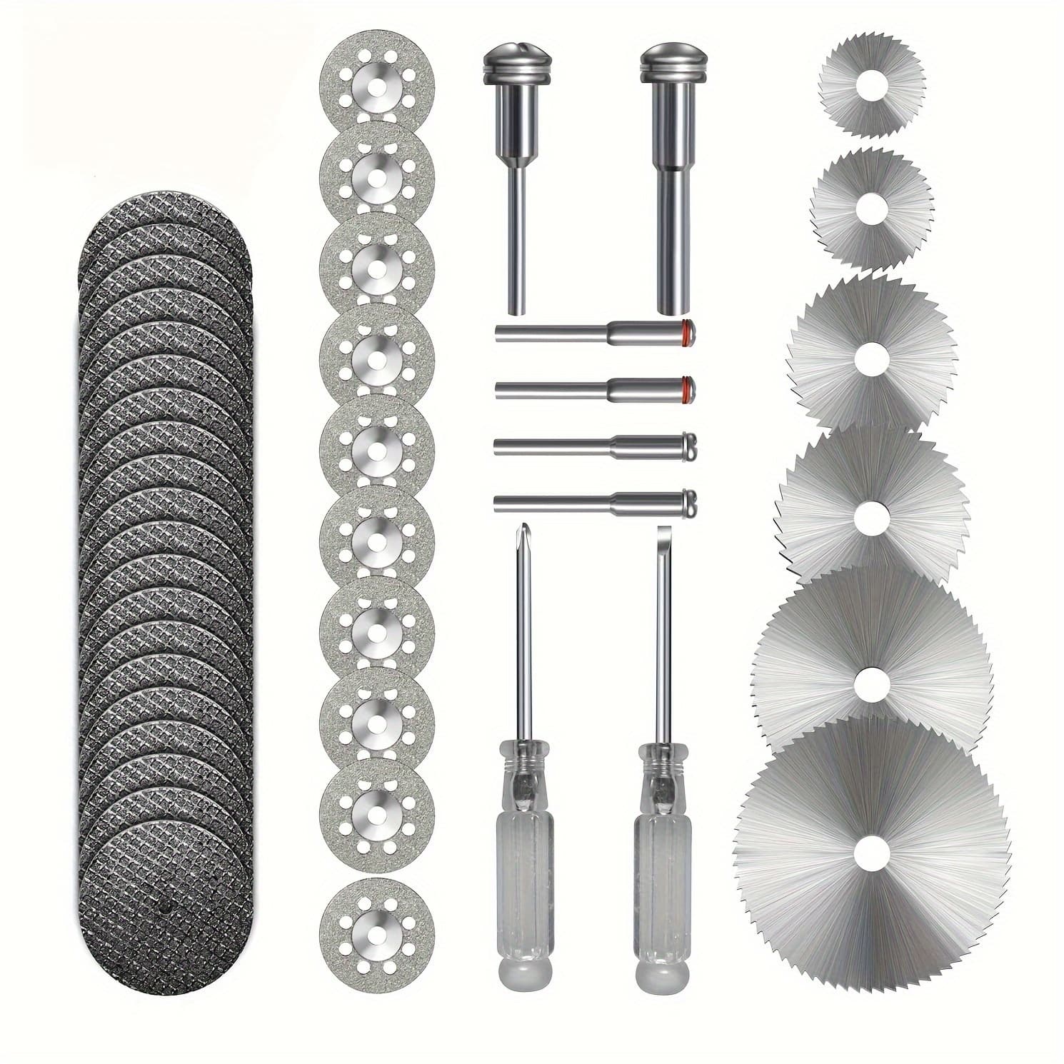 TEMU 44pcs Cutting Wheels Set Compatible With Plastic 36pcs For Rotary Tool, Hss Circular Saw Blades 6pcs, Resin Cutting Discs 20pcs, 545 Diamond Cutting Wheels 10psc With 2 Screwdrivers
