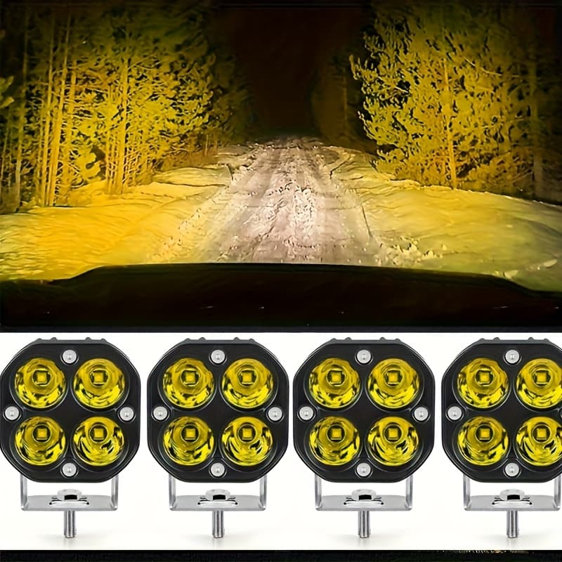 TEMU 2/4pcs 3.5inch Led Work Light -200w 12000 , Led Work Light Cube Amber And Night Super Auxiliary Light 6500k For Car Off-road Pickup Suv Atv Boat Off-road Light Vehicle Exterior Lighting