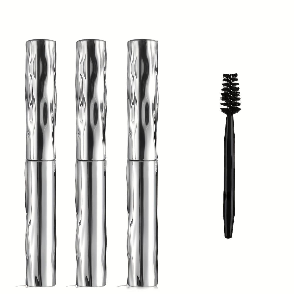 TEMU 3-pack Steel Tube Mascara, Thickening, Lengthening, And Curling, With Precise Steel For , Effect, Suitable For Parties, Music Festivals (black), Party Makeup, Holiday Makeup, Thick Eyelash Effect