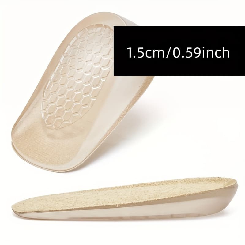 TEMU 1 Pair Silicone Height-boosting Insoles For - Invisible, Comfortable Half Pad With Hidden Heel Lift