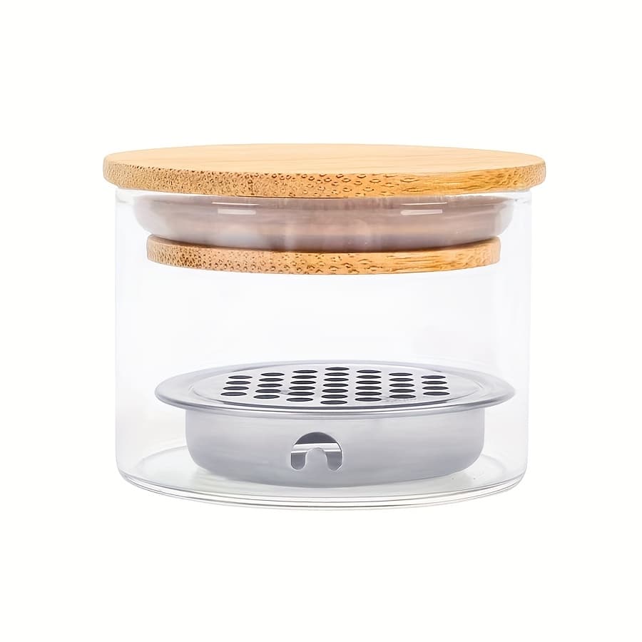 TEMU Mesh Filter Nail Brush Cleaner Cup For Cleaning Gel Polish And Acrylic Brushes, Nail Flakes Removal, Transparent Glass Storage Container