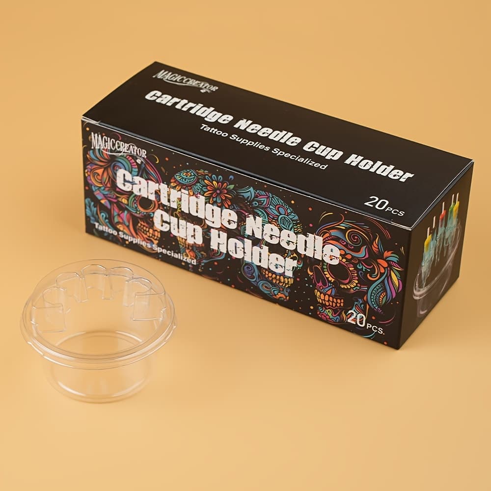 TEMU 20pcs/box Magician Integrated Needle Cup Holder, Tattoo And Embroidery Needle Holder Disposable Cleaning Cup Holder, Integrated Needle Cleaning, Placement; Clean, Hygienic, Convenient Cleaning
