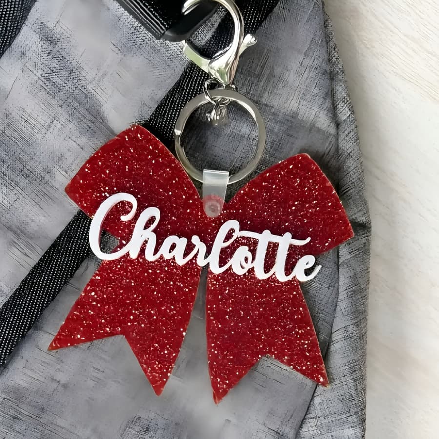 TEMU Personalized Cheerleading Bow Bag Tag, Custom Acrylic Keychain With Name, Cheer Mom Merchandise, Senior , Gift For Cheer Team