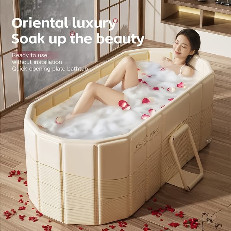 TEMU Portable Hot Tub For Home Gym, Quick Setup. Portable Hot Tub - No Installation Required, Foldable Storage, Dual Drainage Design - Ideal Christmas Gift