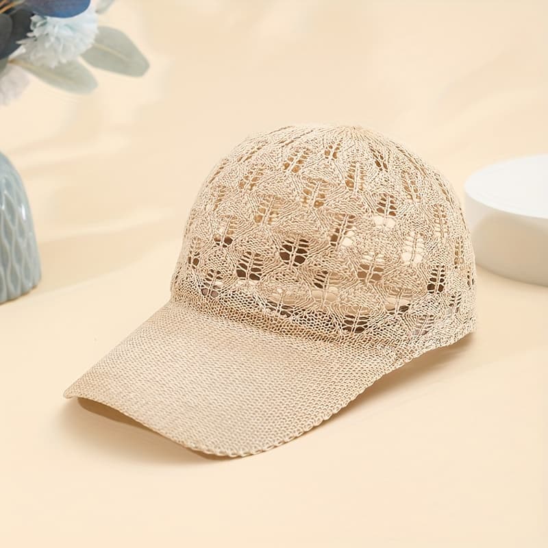 TEMU Breathable Mesh Baseball For Women - Adjustable, Lightweight & Stylish Sun Hat With Hollow-out Design