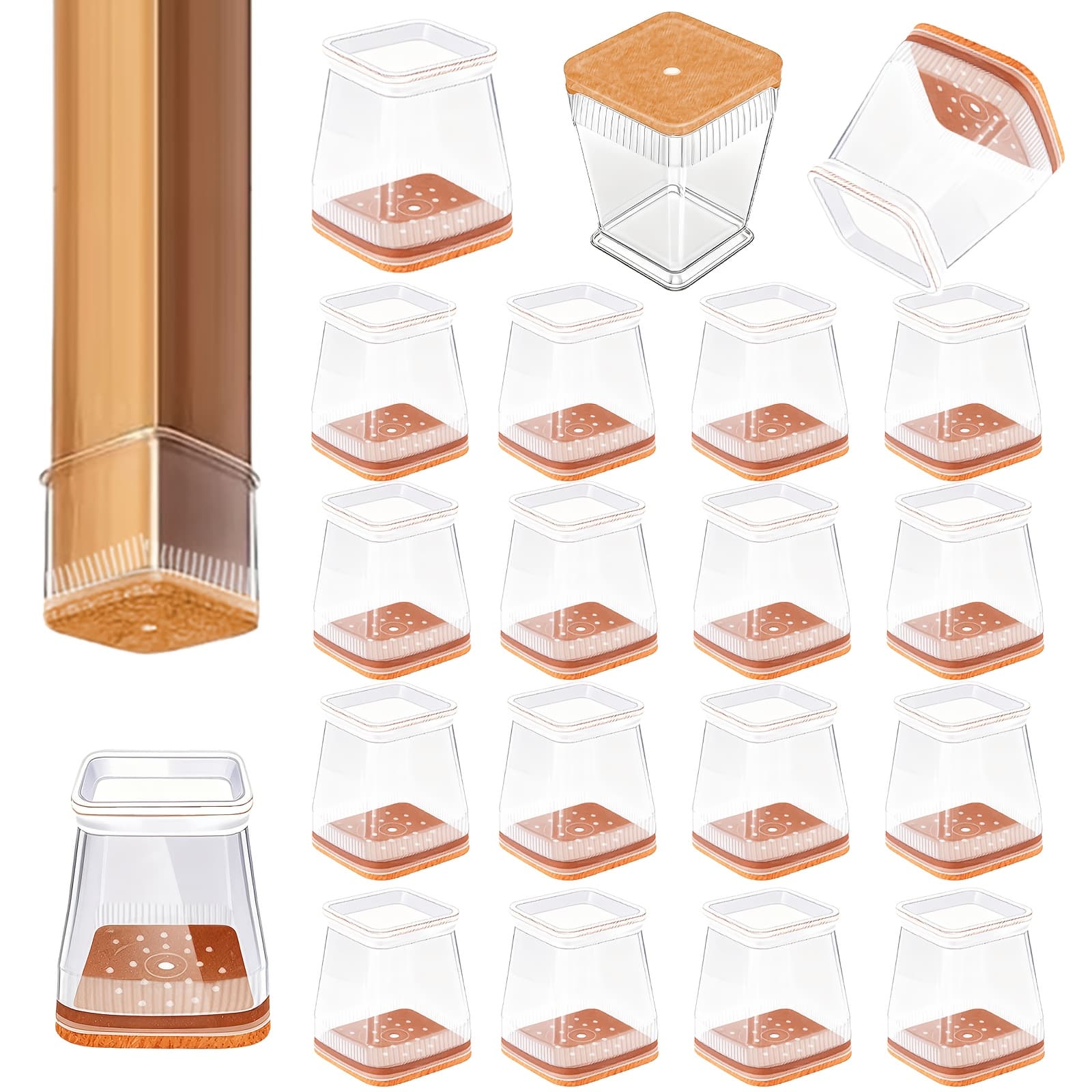 TEMU 24pcs Chair Leg Floor Protectors - Noise Reduction, Scratch-resistant, Anti-slip Hardwood Floor Furniture Pads, , No Tools Required, Durable And Stylish Design, Chair Sliders, Home Decoration