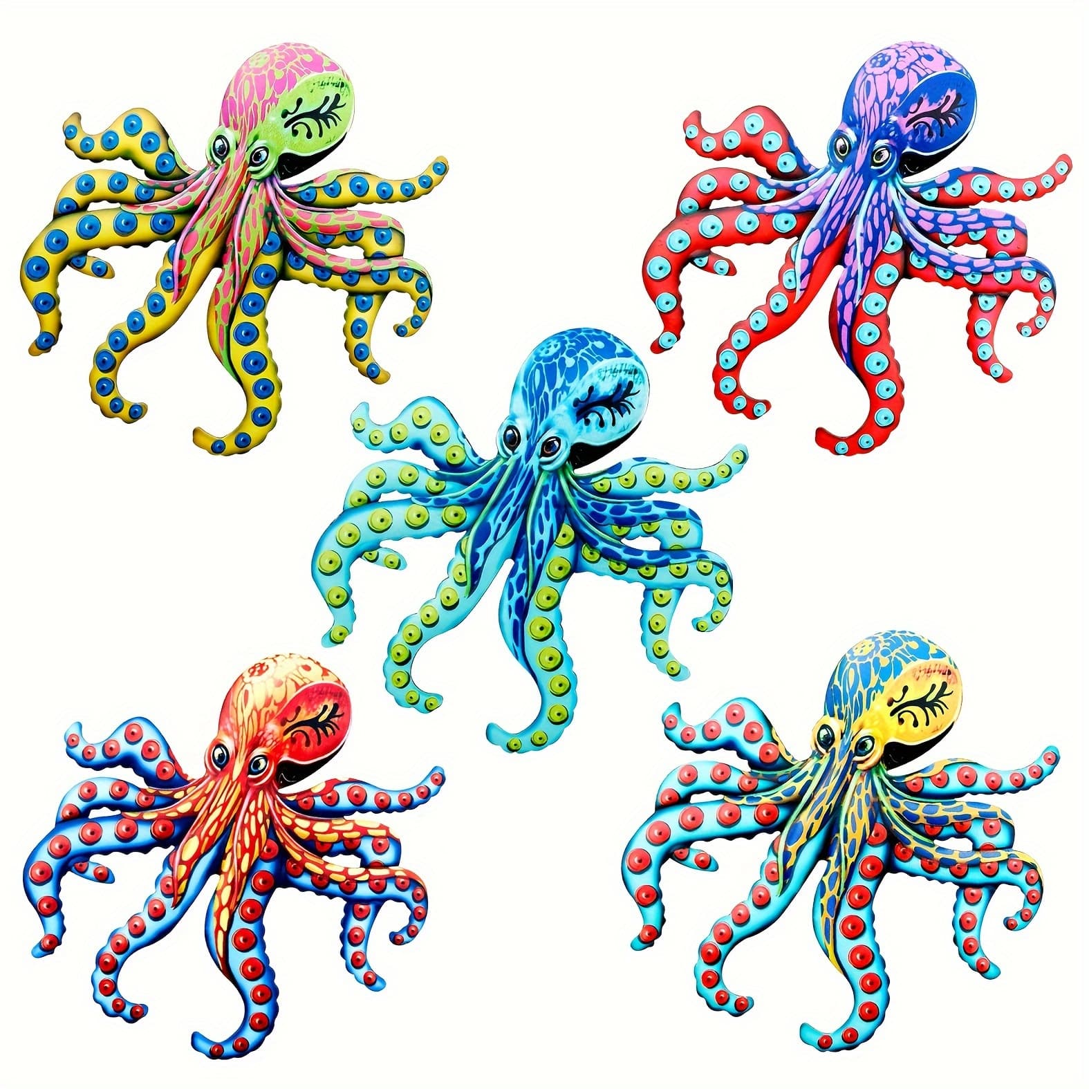 TEMU 5pcs Cute Octopus Metal Wall Art Indoor Outdoor Decorations Wall Home Decrations Gift For Mom