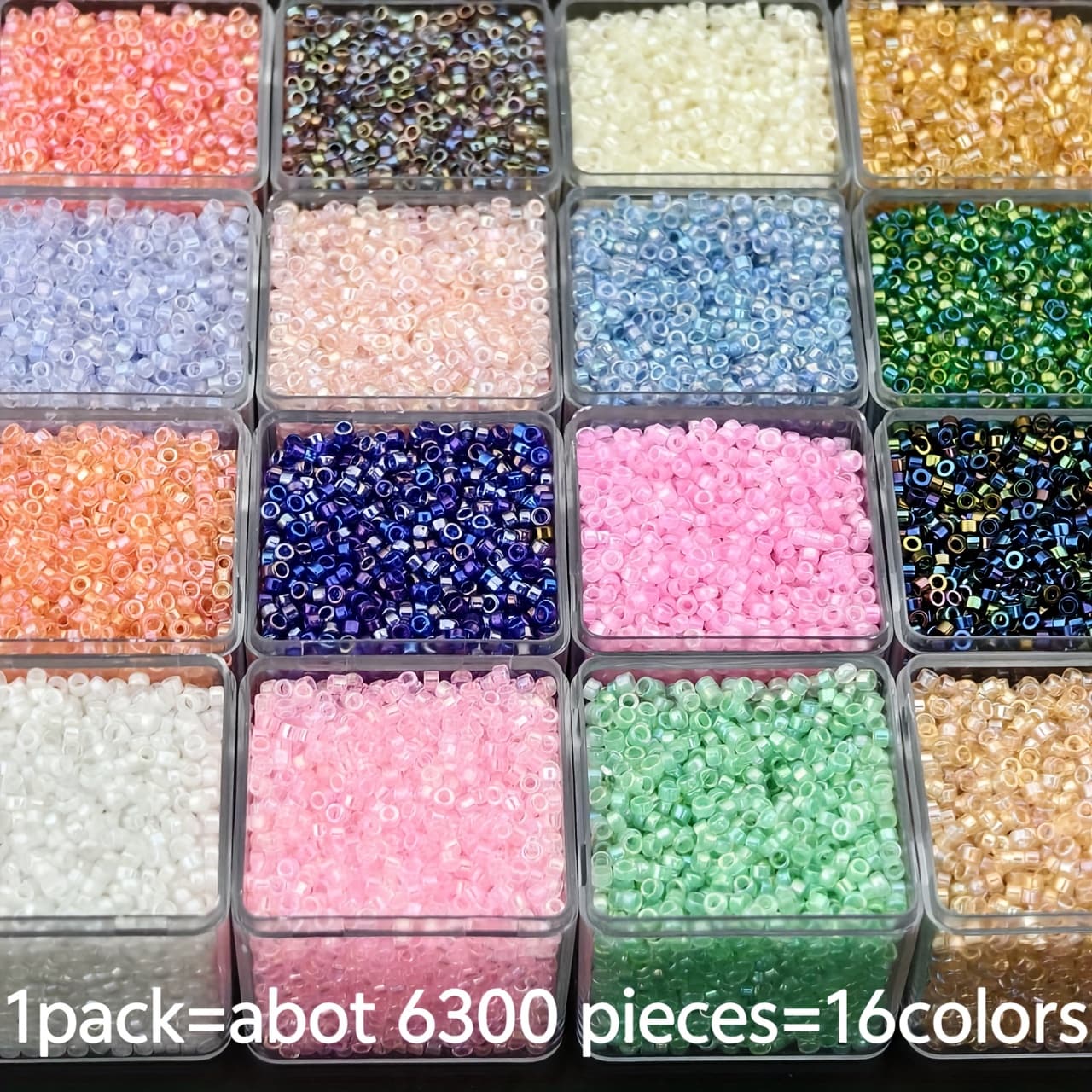 TEMU 6300pcs 2.5mm 16-color Premium Czech Glass Beads, Perfect For Diy Halloween, Christmas, Friendship Bracelets, Necklaces, Earrings, And Craft Jewelry Making Supplies
