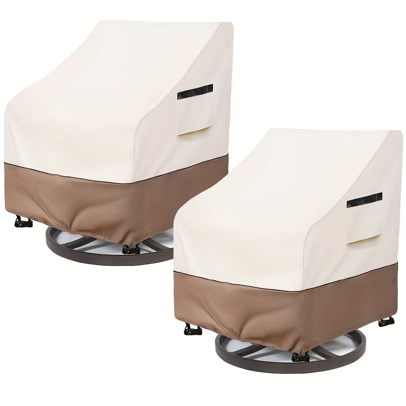 TEMU Outdoor Swivel Chair Cover Set Of 2, 33" W X 35" D X 38.5" H Patio Furniture Slipcovers For Rotating Lounge Chairs