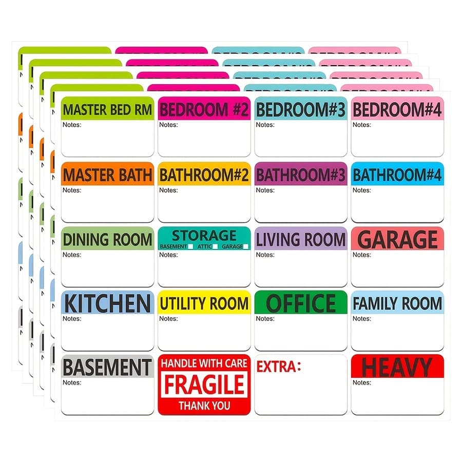 TEMU 100pcs Labels Room Name Stickers For Packing Organization Bedroom Kitchen Bathroom Garage Storage Fragile Heavy Marking