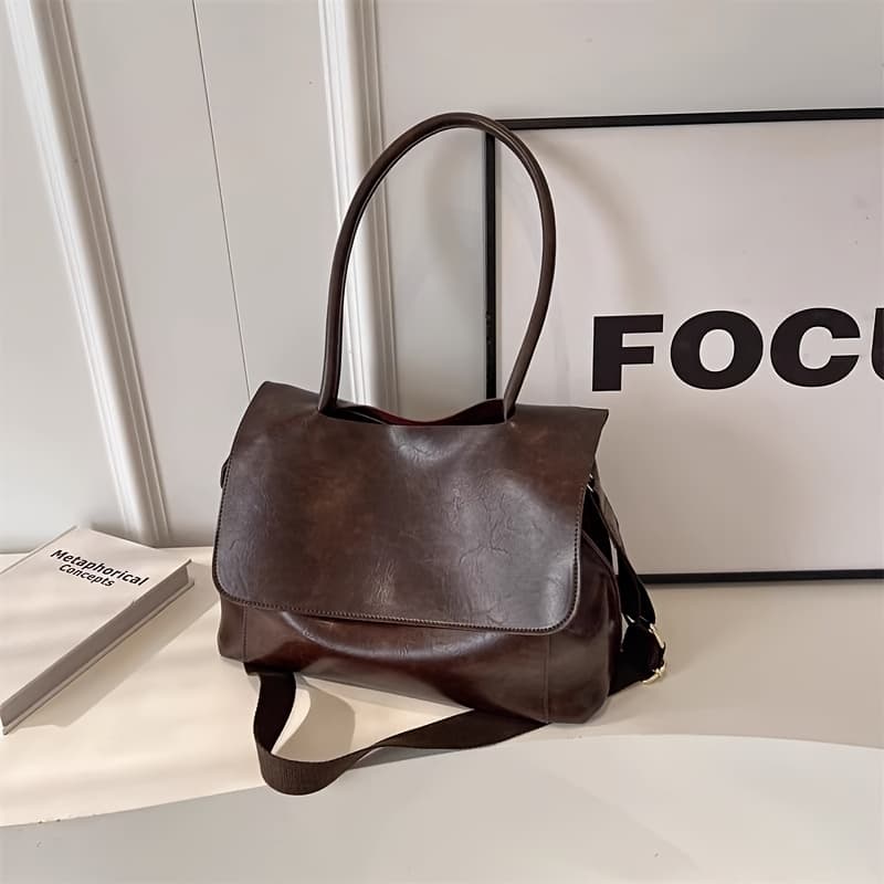 TEMU Leather Satchel For Vintage Top Handle Handbag Retro Crossbody Handbags Purse