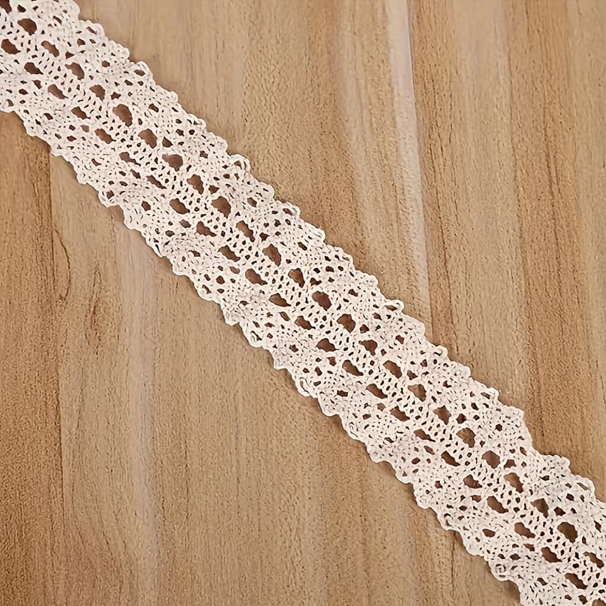 TEMU 3 Yards Elegant Ivory Floral Lace Trim - Water Soluble, Perfect For Clothing, Bags And Hair Additions, Sewing Projects With Lace Fabric