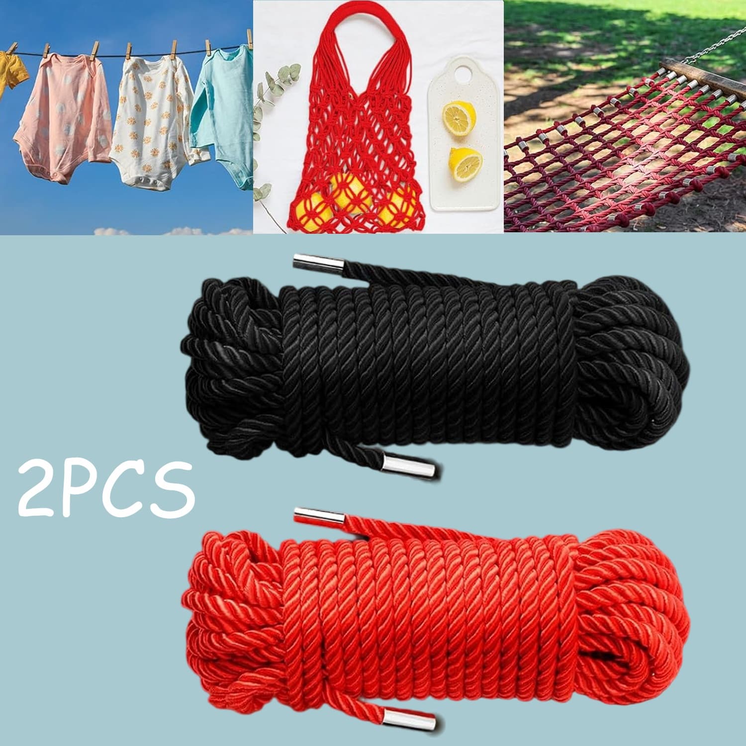 TEMU Set Of 2 Ropes Made Of, Long-lasting And Ideal For Projects, Sewing, Tying Knots, Camping, And Home Decor