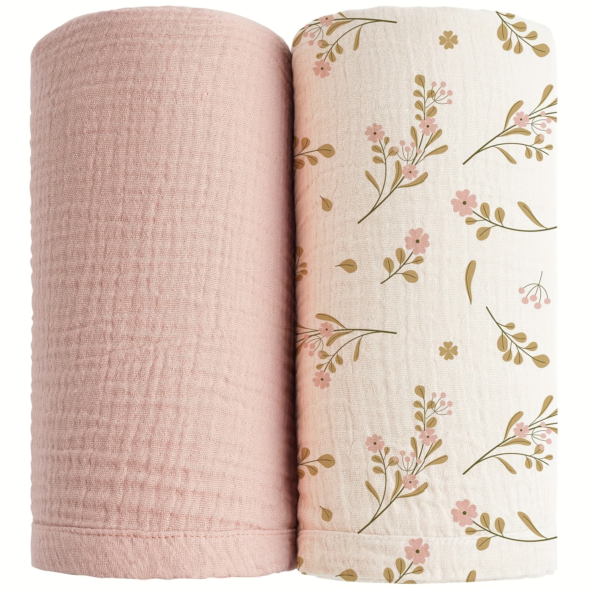 TEMU 2-pack Muslin Swaddle Blankets For Boys And Girls, Large 47 Inch Receiving Blankets, Soft Breathable Baby For Newborns (unisex)