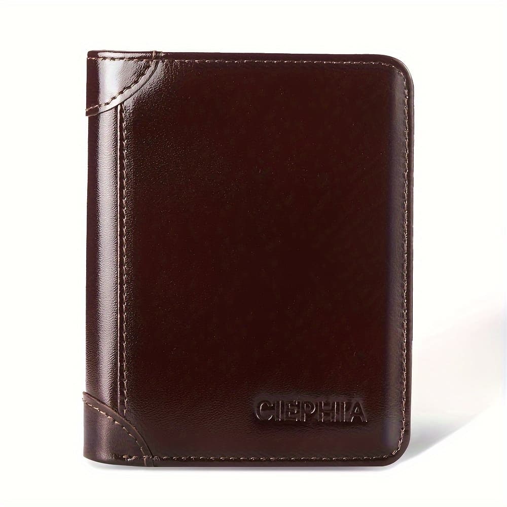 TEMU Ciephia Rfid Blocking Trifold Top Layer Leather Wallets For Men, Vintage Short Multi Function Credit Card Holder, Money Clips With 2 Id Windows Give Gifts To Men